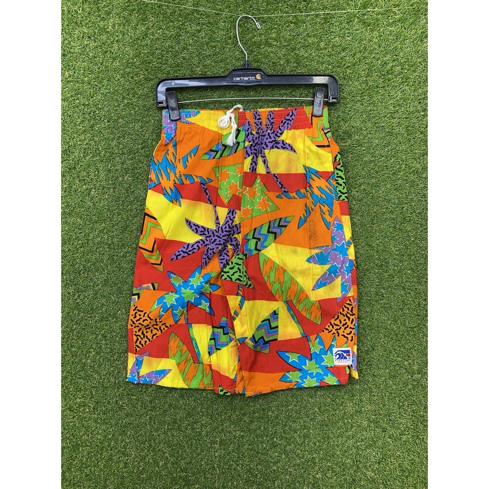 Vintage Swimtrunks Mens Small S All Over Print Pipeline Surf Shorts 80s Beach